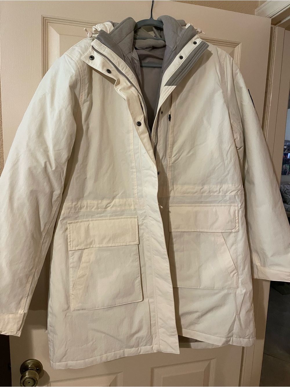 Lands' End Women's XL Tall Cream Winter Parka with Hood